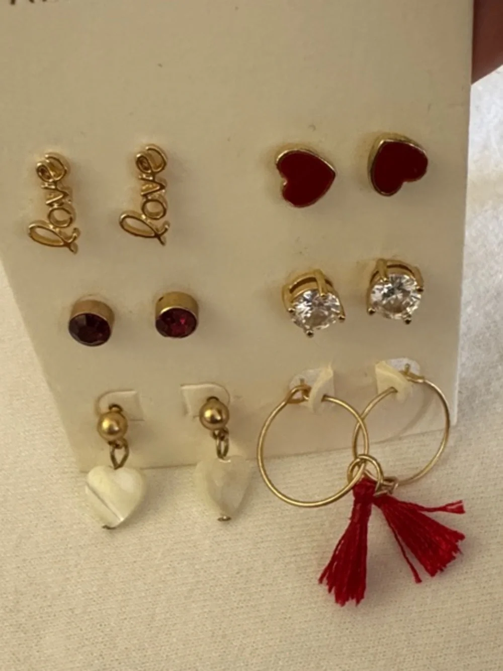 American Eagle Outfitters Gold and Red Multi-Pair Earring Set - Picture 3 of 3